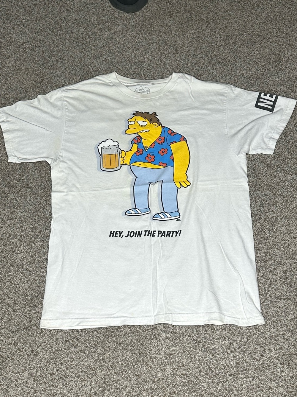 Neff White T-Shirt with Gray Simpsons Tag Print